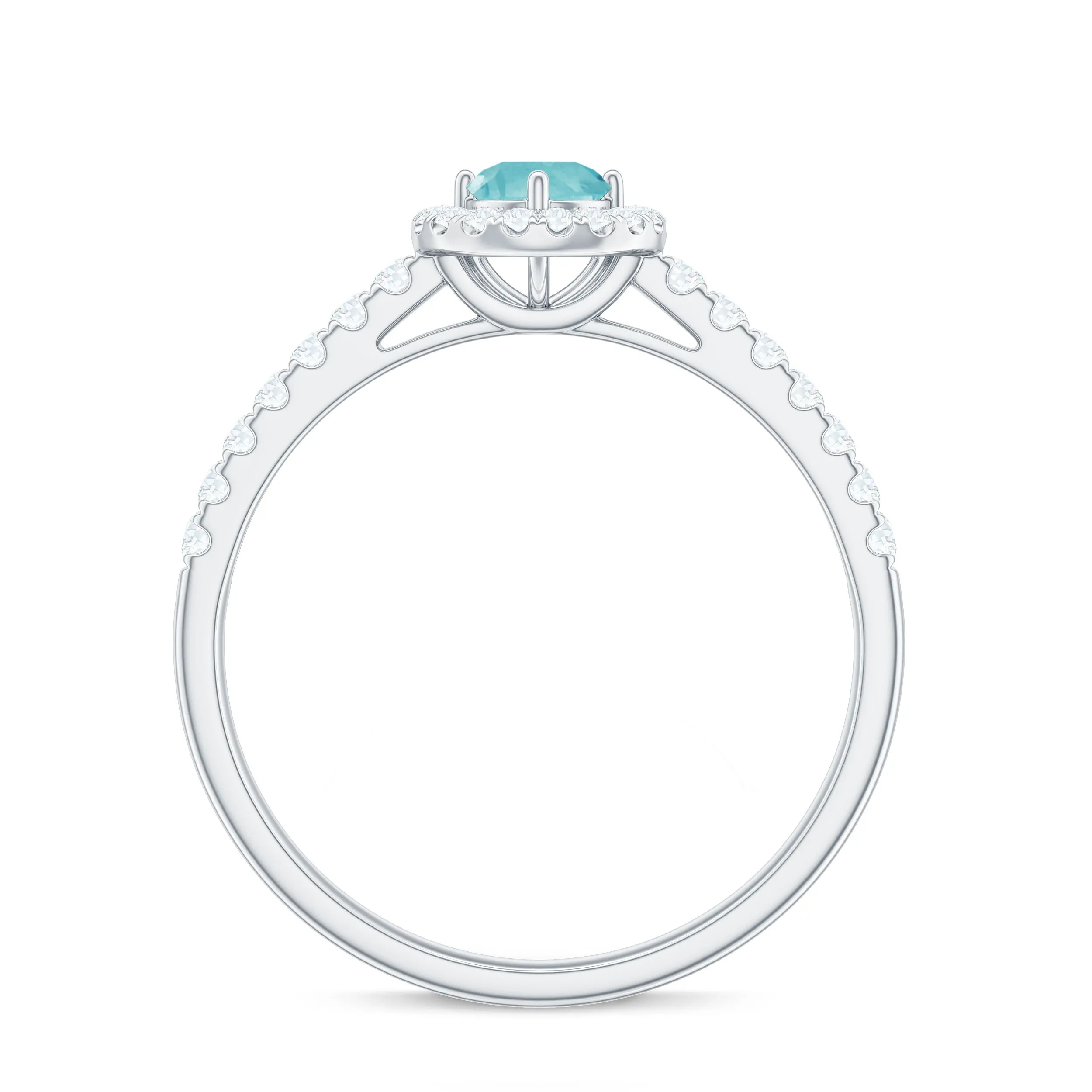 0.75 CT Diamond Halo Engagement Ring with Sky Blue Topaz