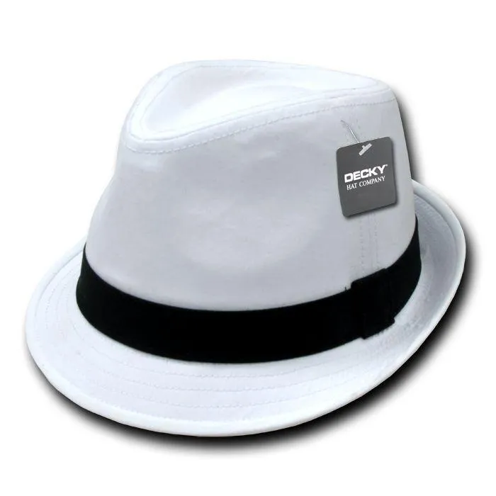 1 Dozen Decky Black White Red Poly Woven Fedora Hipster Miami Hats Wholesale