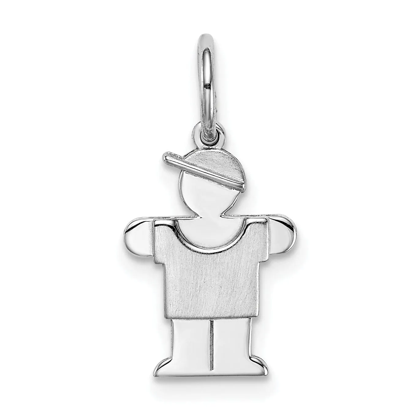 14k White Gold Mini Boy With Hat Hugs Charm