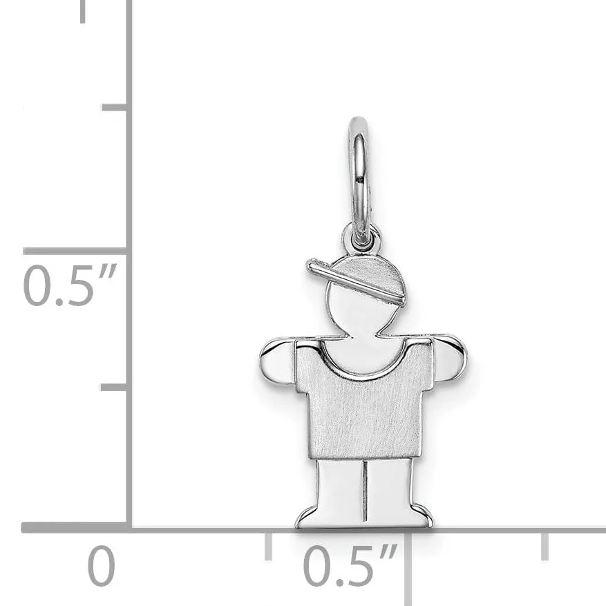 14k White Gold Mini Boy With Hat Hugs Charm