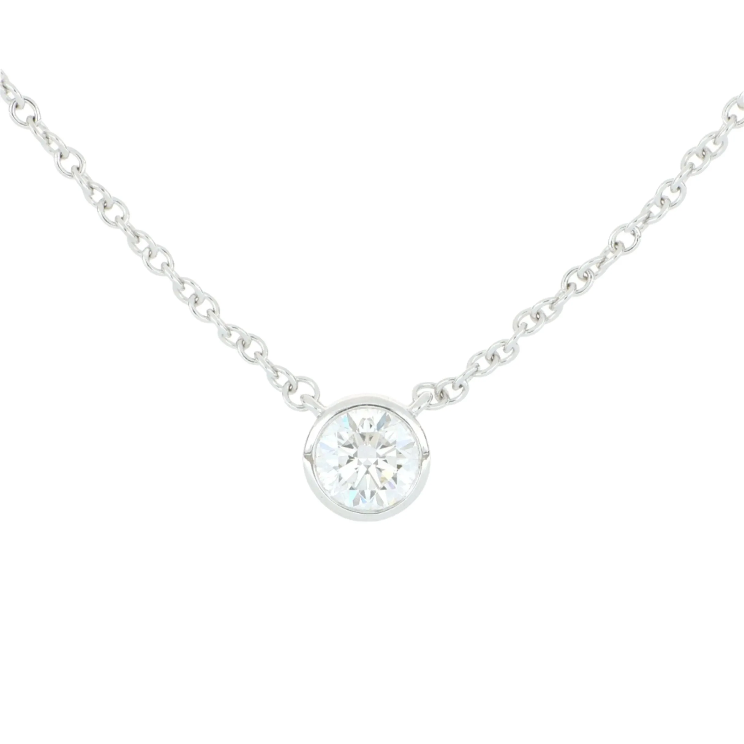 18k White Gold Bezel-Set Diamond Cascade Necklace