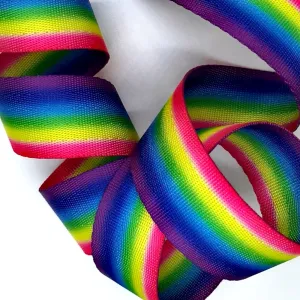 1" Wide Bright Rainbow Stripped Webbing