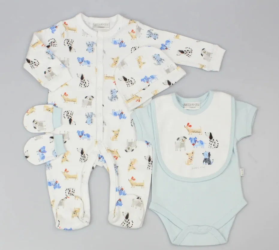 5 Piece Baby Boy Outfit - 'Puppy Club'