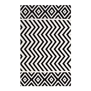 Ailani Geometric Chevron / Diamond 8x10 Area Rug Black and White