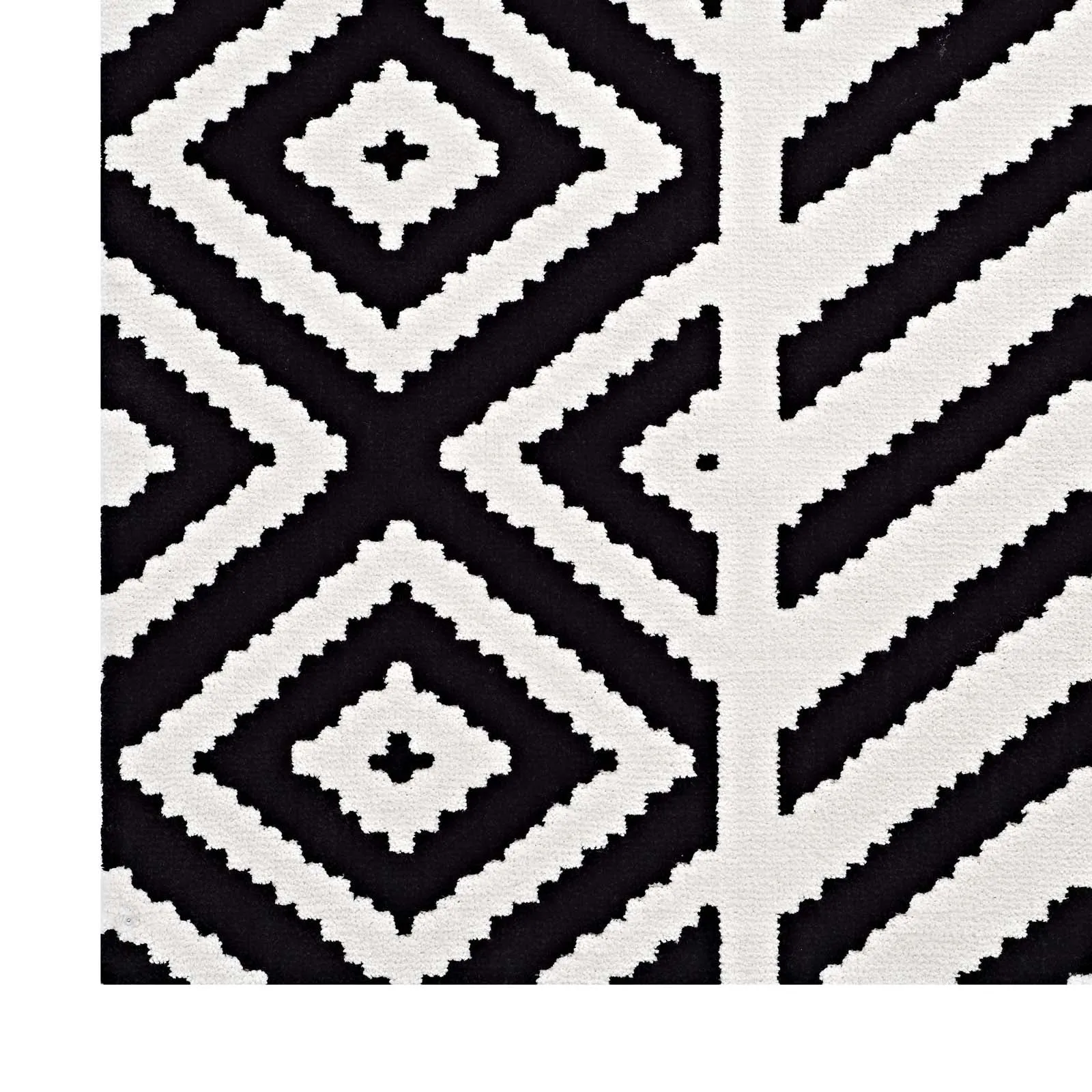 Ailani Geometric Chevron / Diamond 8x10 Area Rug Black and White