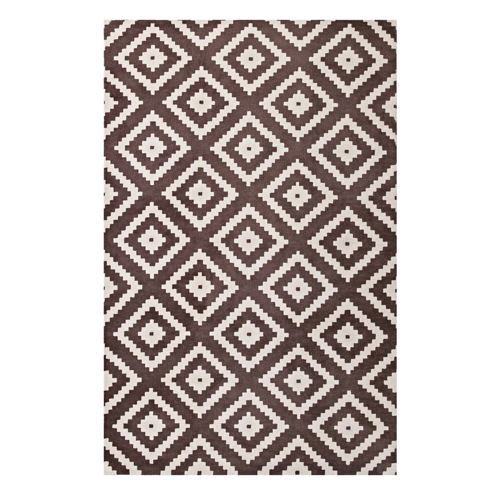 Alika Abstract Diamond Trellis 8x10 Area Rug Ivory and Brown