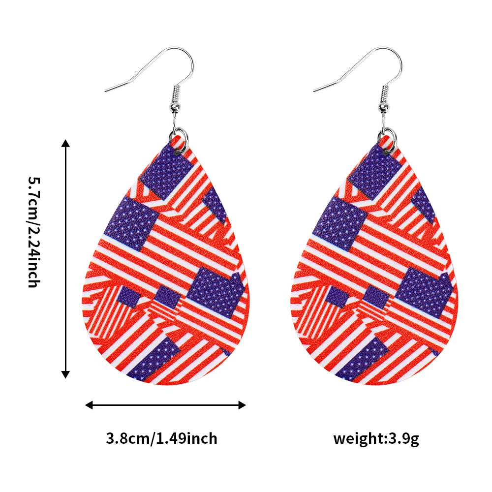 American Tie Dye Faux Leather Teardrop Ear Bling Two Styles Available