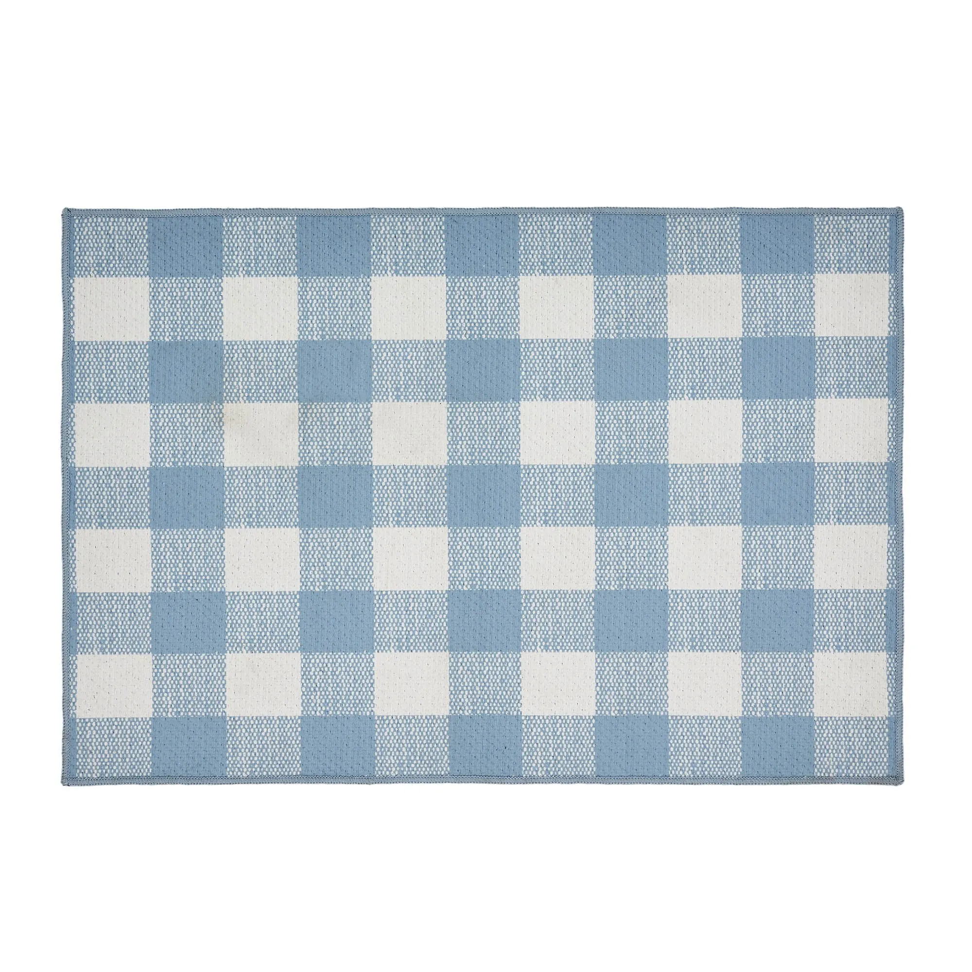 Annie Buffalo Check Blue Polyester Rug Rect 24x36