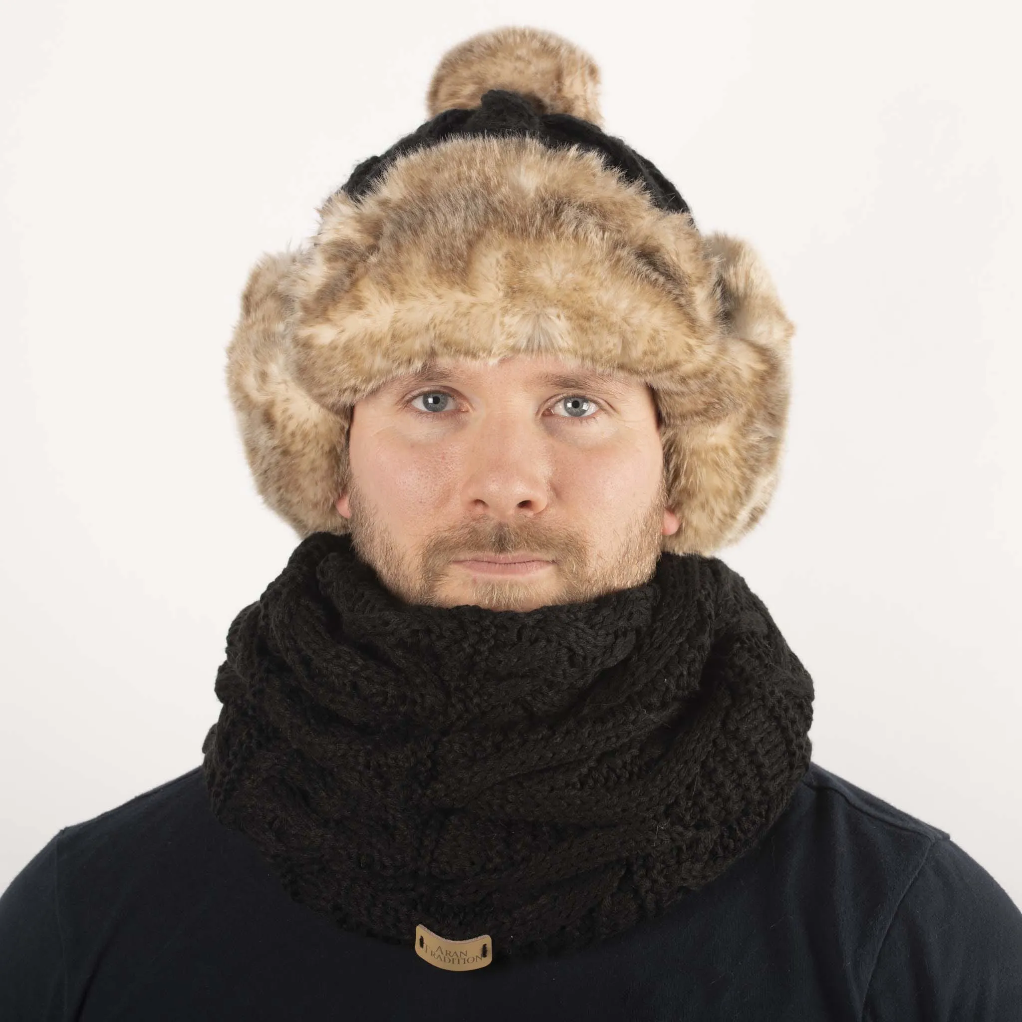 Aran Cable Trapper Hat