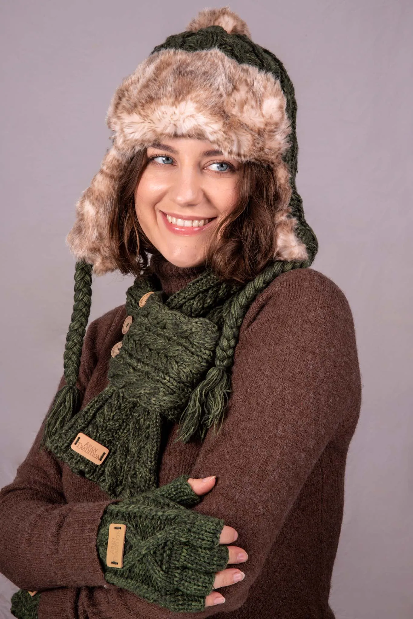 Aran Cable Trapper Hat