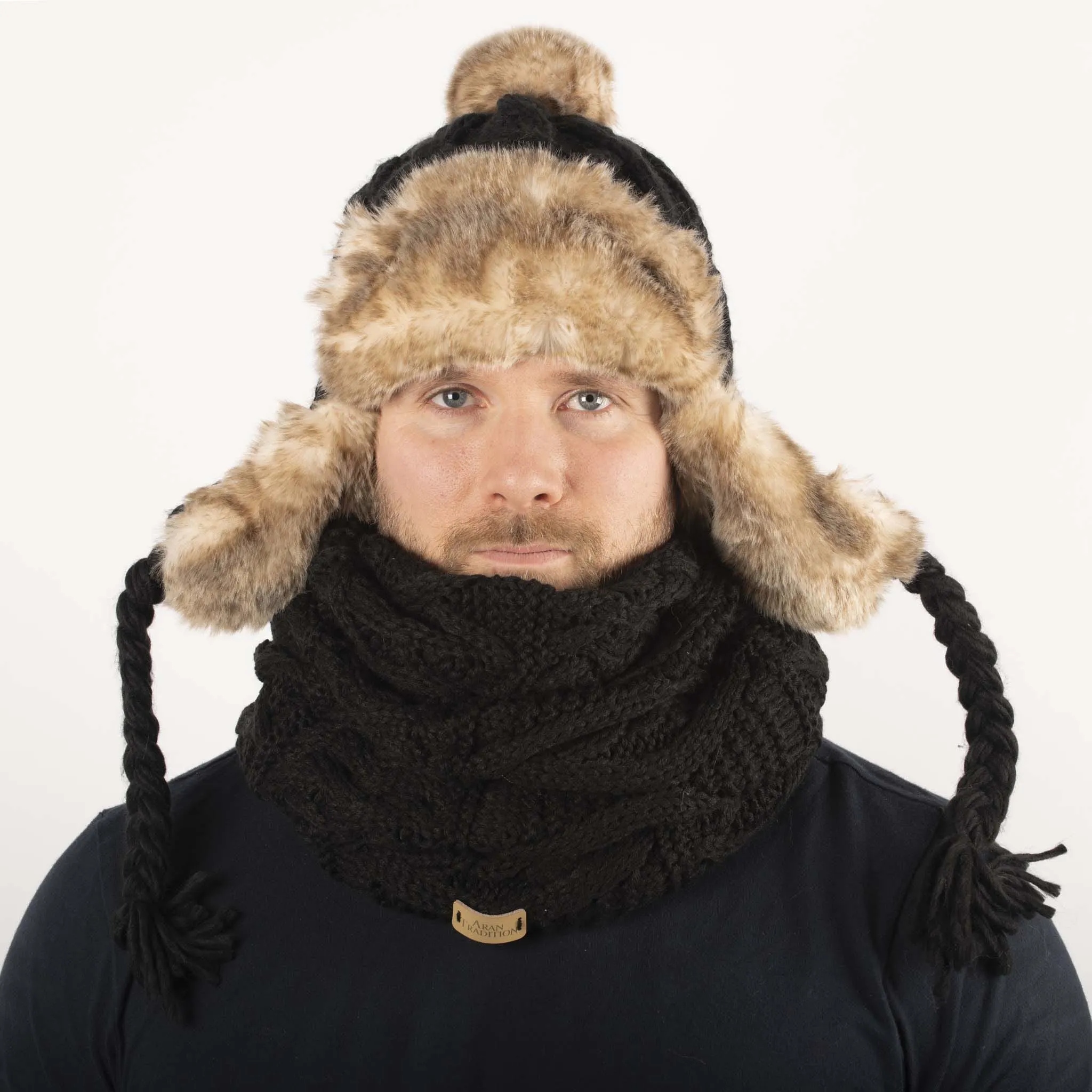 Aran Cable Trapper Hat