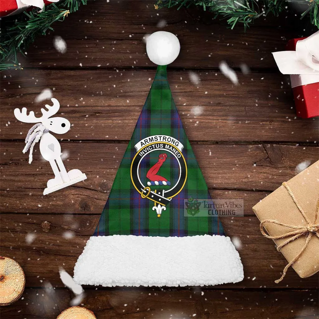 Armstrong Tartan Christmas Santa Hats with Family Crest