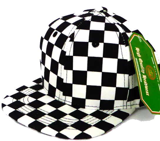 Baby and Children's SnapBack Hat in Black and White Checkers