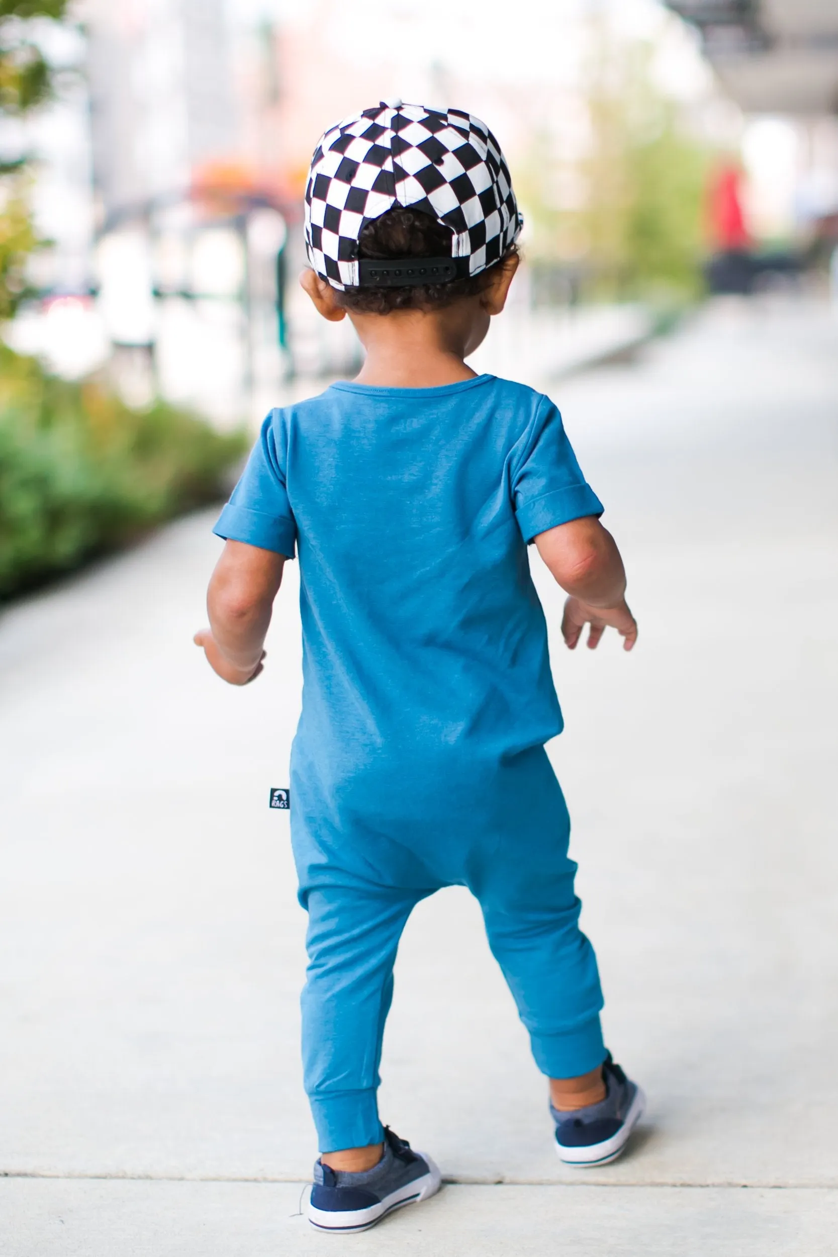 Baby and Children's SnapBack Hat in Black and White Checkers