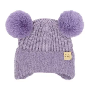 Baby Ear Flap Double Pom Beanie