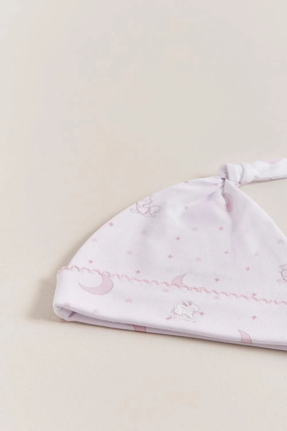 Babycottons Gustav In The Sky Knot Beanie Pink & White