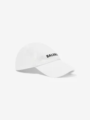 Balenciaga Kids Logo Cap in White