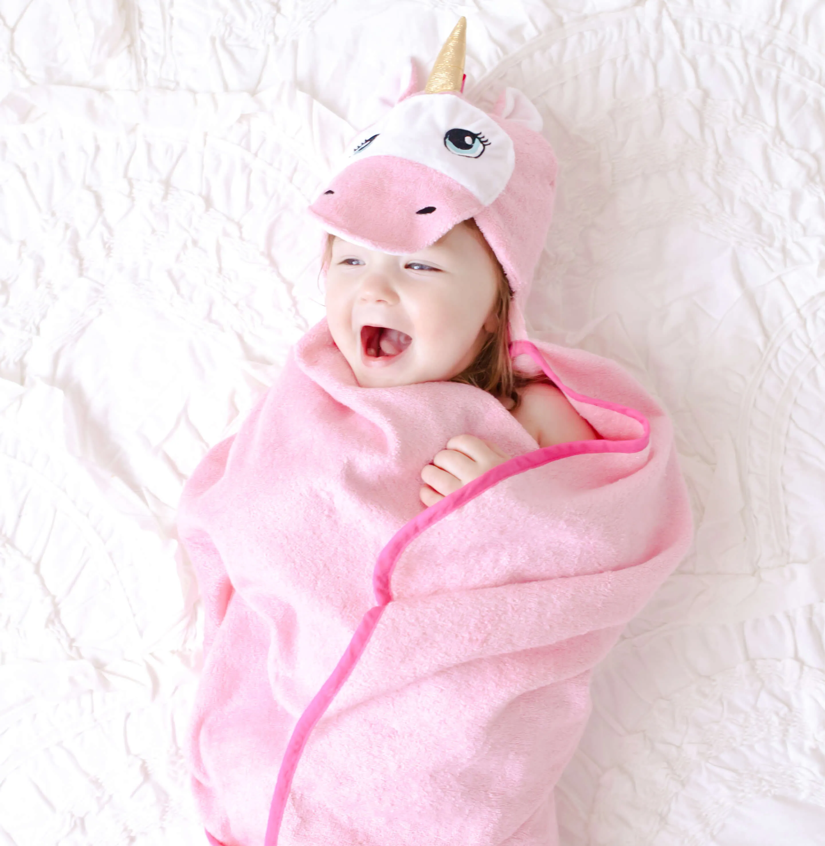 Bamboo Viscose Pink Unicorn Hooded Towel