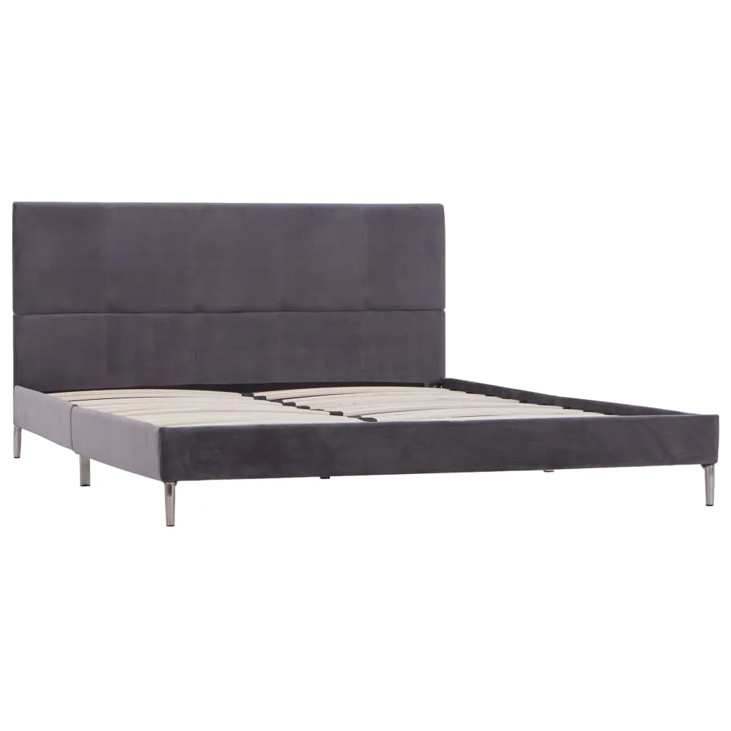 Bed Frame Grey Fabric 135x190 cm Double