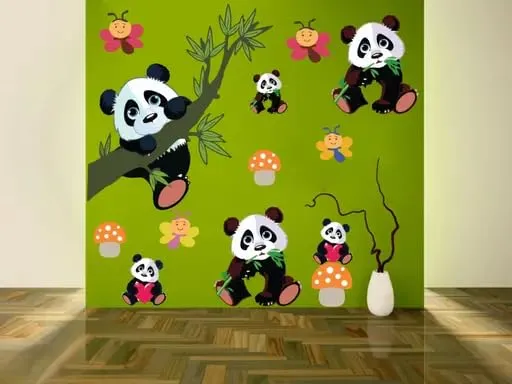 Best Stuff - Beautiful Blossom Panda Set Wall Sticker for Kids Room Home Decor (136 cm x 130 cm)- Code BD 38