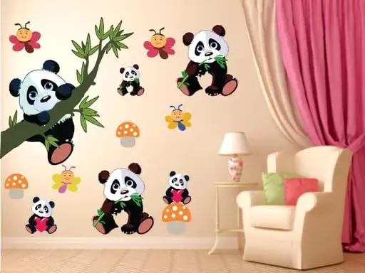 Best Stuff - Beautiful Blossom Panda Set Wall Sticker for Kids Room Home Decor (136 cm x 130 cm)- Code BD 38