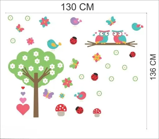 Best Stuff - Beautiful Blossom Tree with Birds Wall Sticker for Kids Room Home Decor (136 cm x 130 cm)- Code BC 12