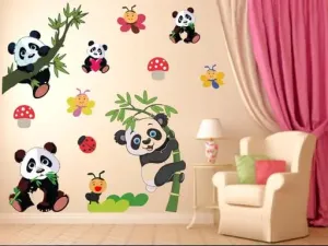 Best Stuff Beautiful Panda Set Wall Sticker for Kids Room- Code BB 09