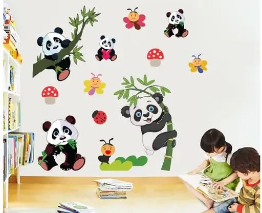 Best Stuff Beautiful Panda Set Wall Sticker for Kids Room- Code BB 09