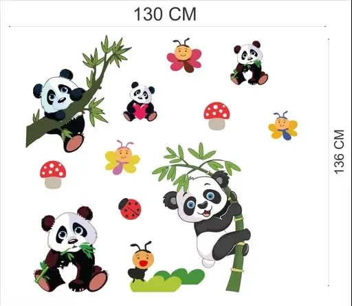 Best Stuff Beautiful Panda Set Wall Sticker for Kids Room- Code BB 09