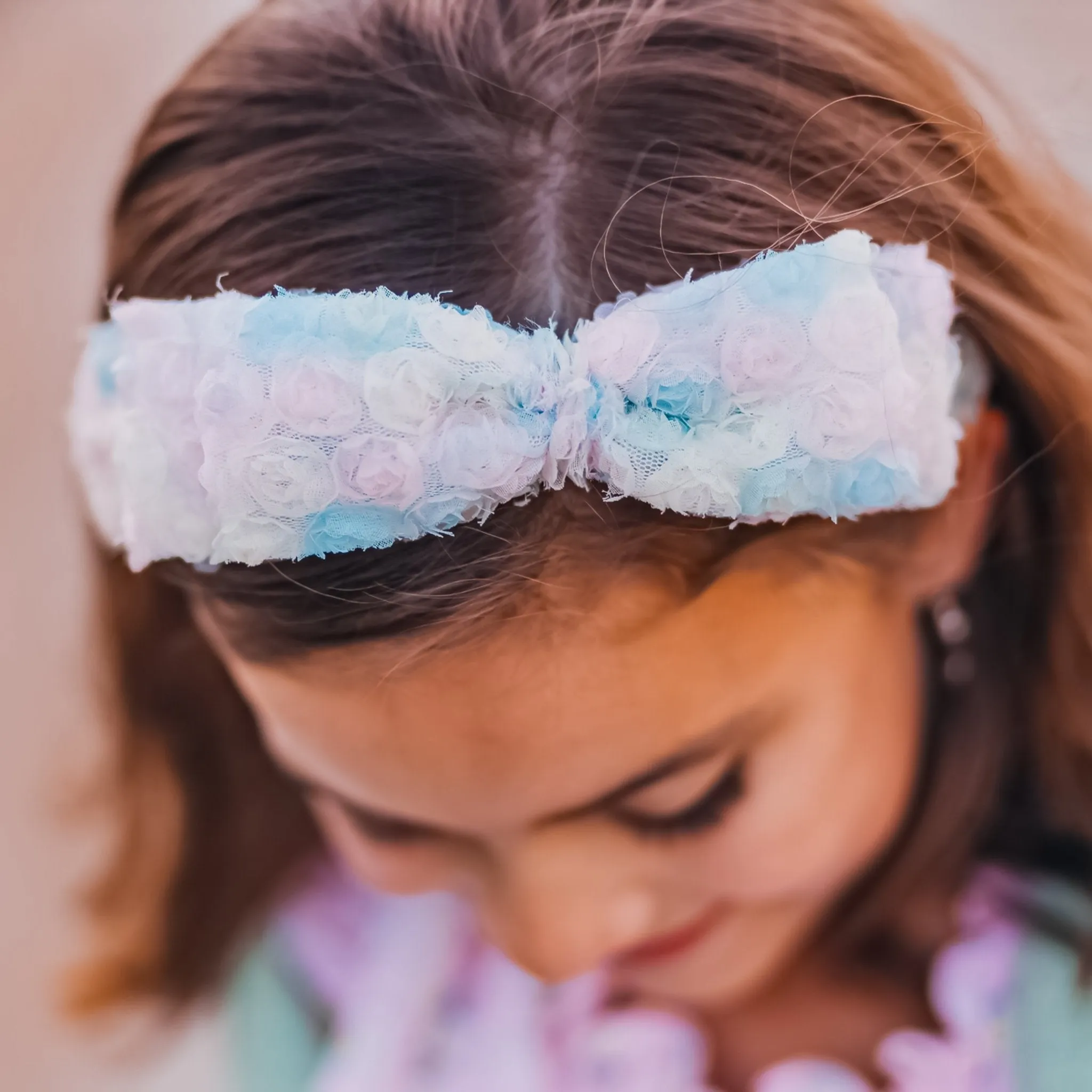 Big Bow Headband - Double Layer Rainbow Mini Rosette