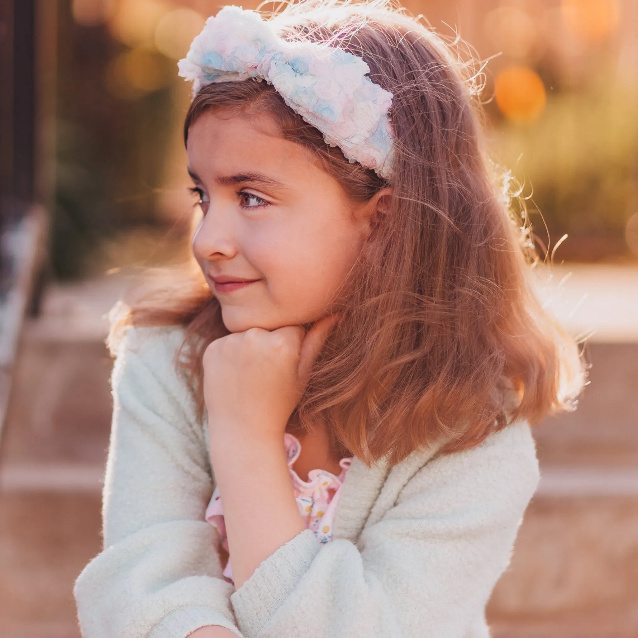 Big Bow Headband - Double Layer Rainbow Mini Rosette