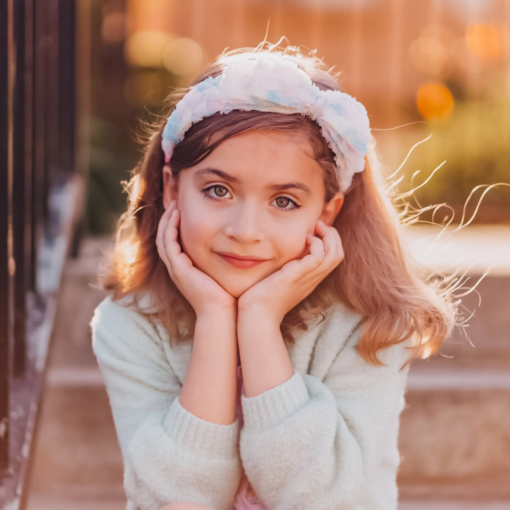 Big Bow Headband - Double Layer Rainbow Mini Rosette