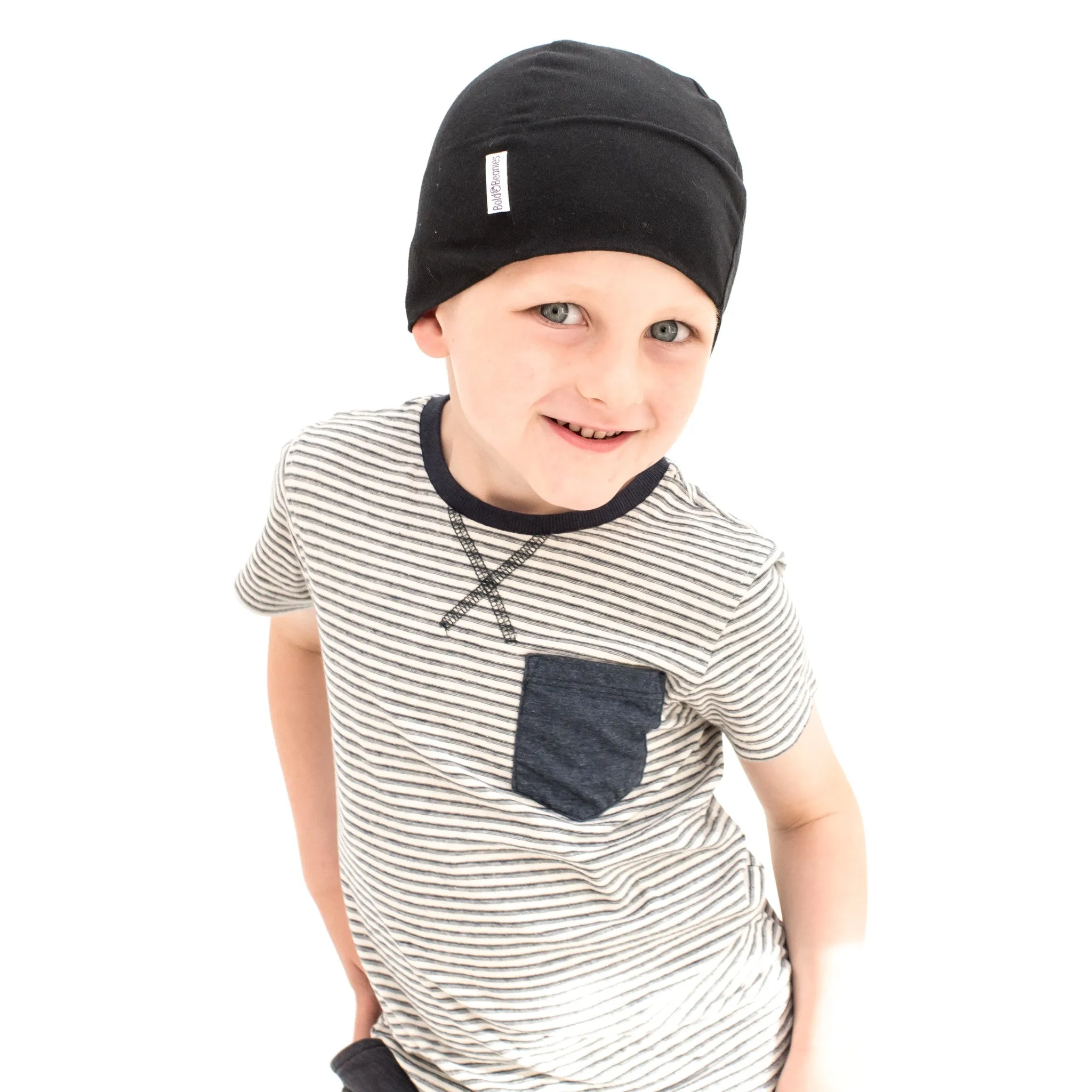 Black Plain Boy Girl Beanie Hat - Unisex