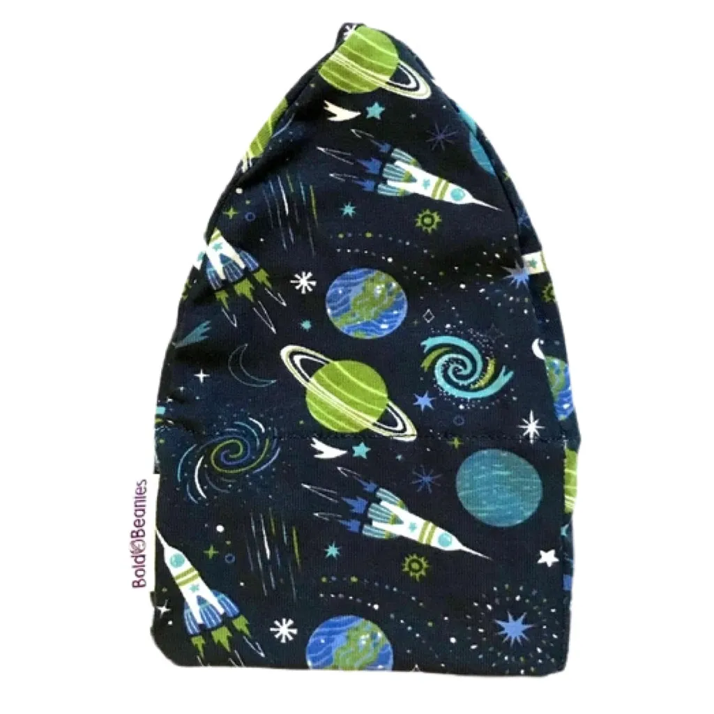 Boys Unisex Fun Kid's Chemo Hat Navy Space Print