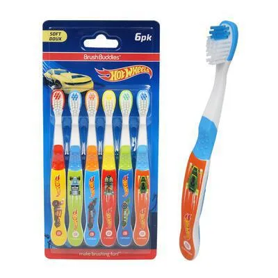 Buddies Hot Wheels Soft Brush Toothbrush - Fun exclusive characters so kids enjoy brushing! (6 Pack)