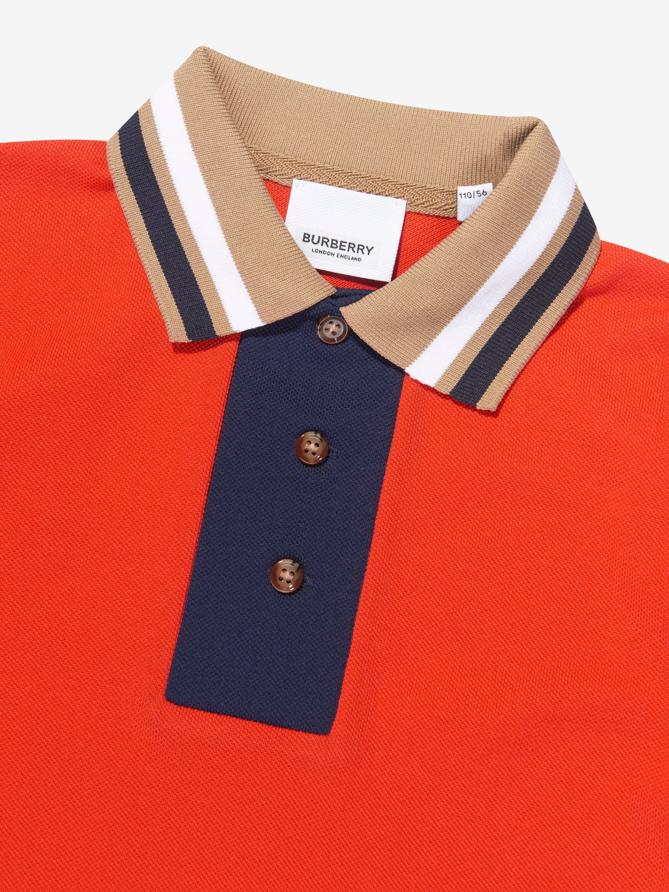 Burberry Boys Douglas College Polo Shirt in Red