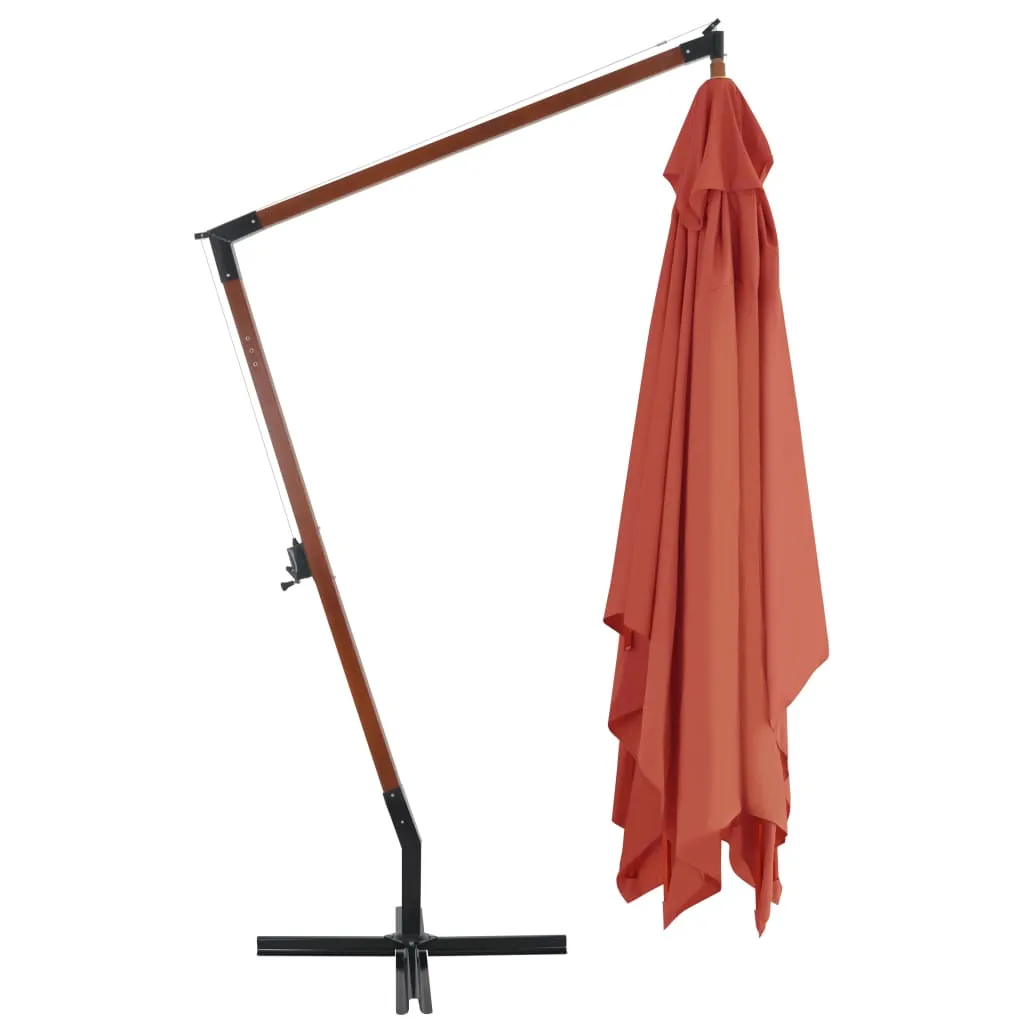 Cantilever Umbrella with Wooden Pole 400x300 cm Terracotta