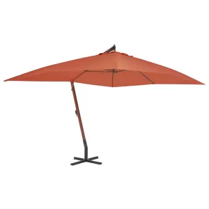 Cantilever Umbrella with Wooden Pole 400x300 cm Terracotta