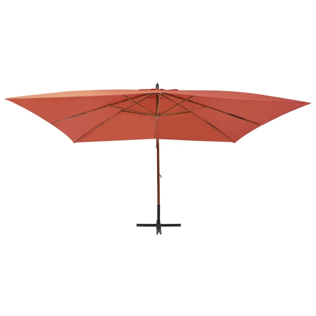 Cantilever Umbrella with Wooden Pole 400x300 cm Terracotta