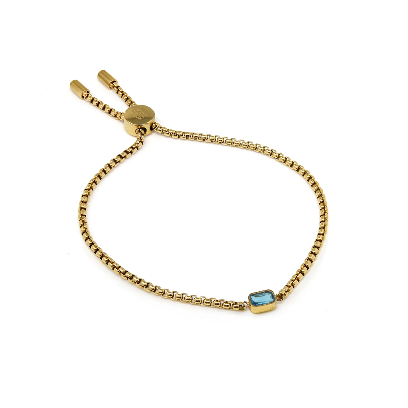 Children's December Blue Topaz Birthstone Bracelet - Yellow Gold