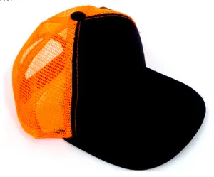 Children's Mesh Trucker Snapback Hat in Black/Orange