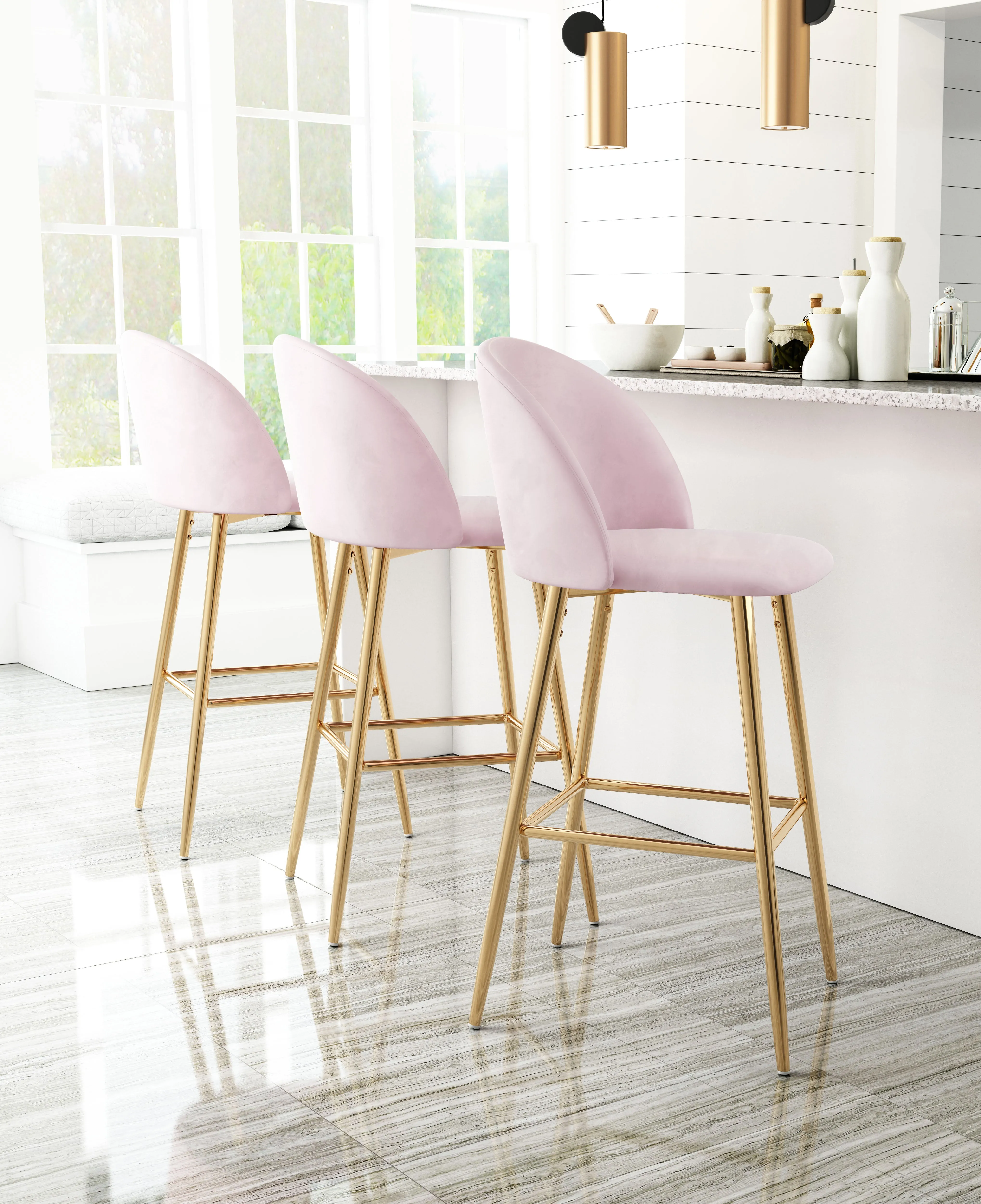 Cozy Barstool Pink & Gold