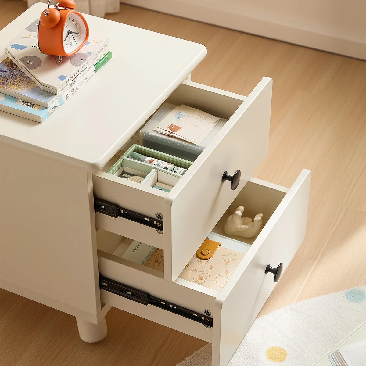 Creamy White Bedside Kids Cabinet