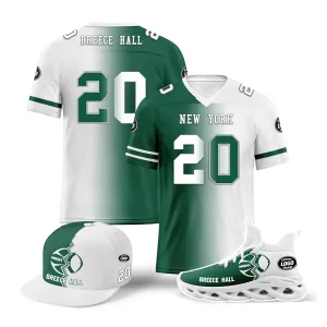 Custom Green White New York Football Jersey MaxSoul Shoes and Hat Combo Offer Personalized Combo ZH-D028018-30