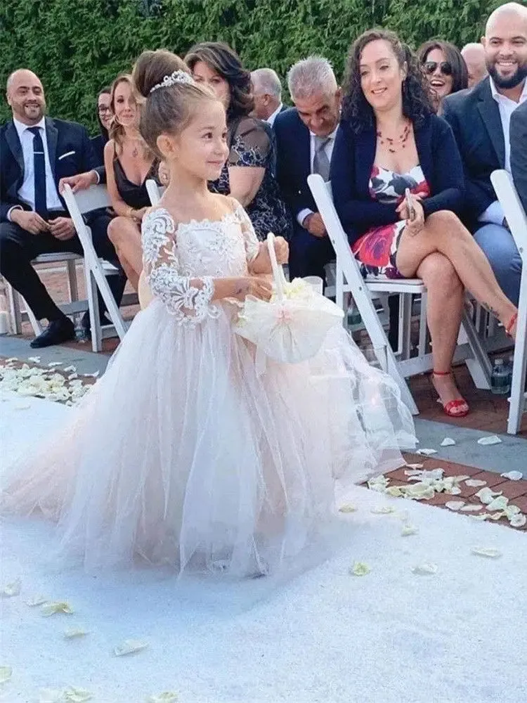 Cute Ball Gown Bow Back Flower Girl Dress