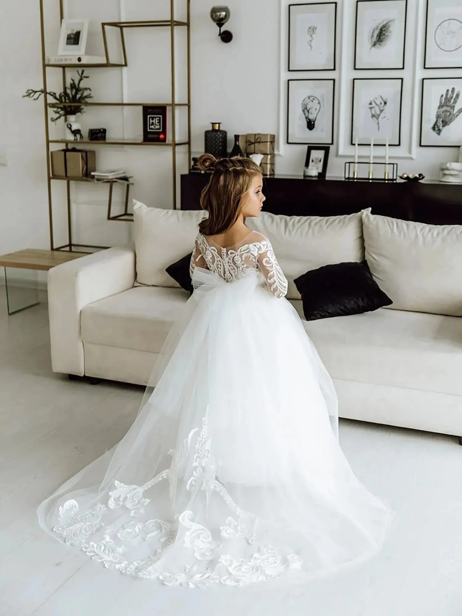 Cute Ball Gown Bow Back Flower Girl Dress