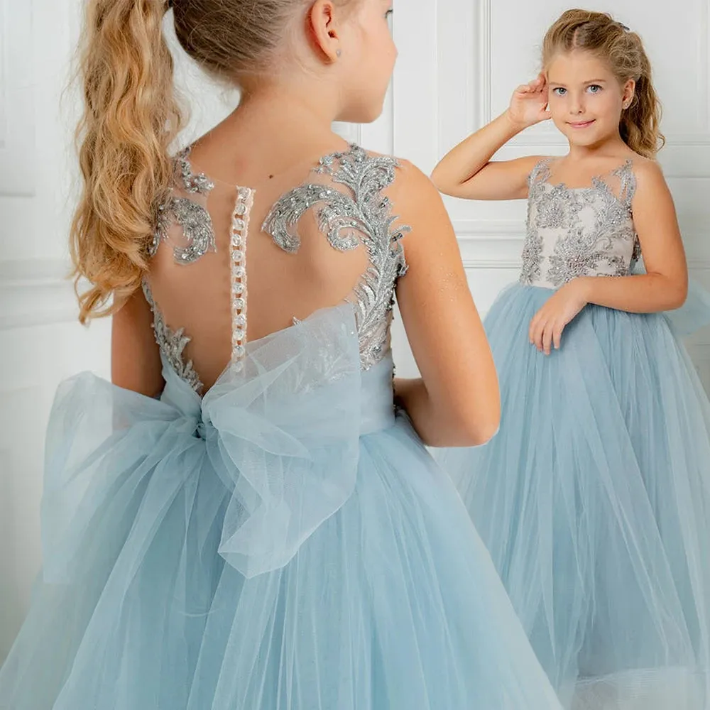 Cute Ball Gown Bow Back Flower Girl Dress