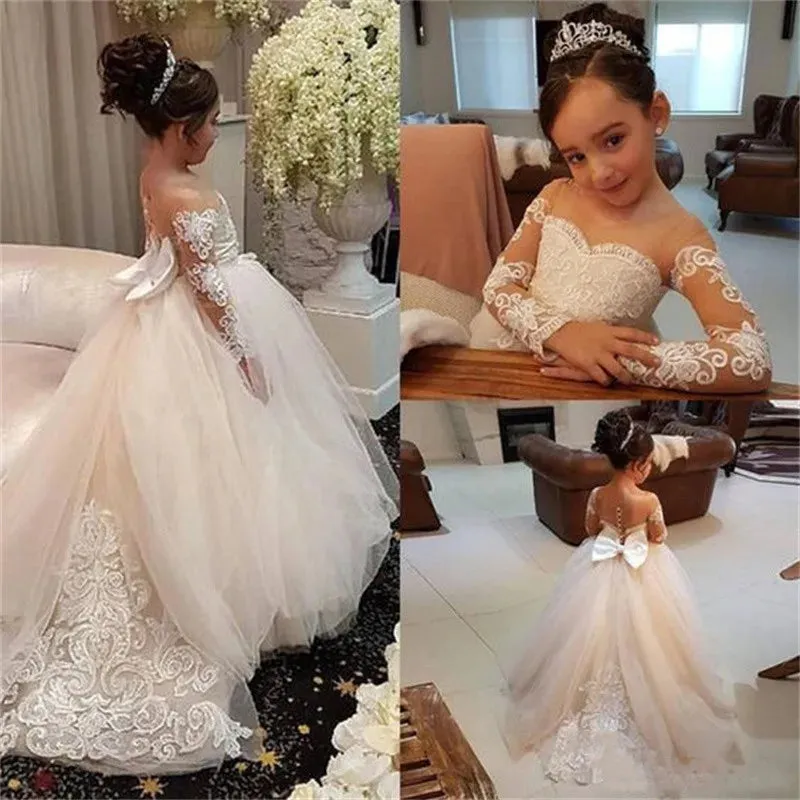 Cute Ball Gown Bow Back Flower Girl Dress