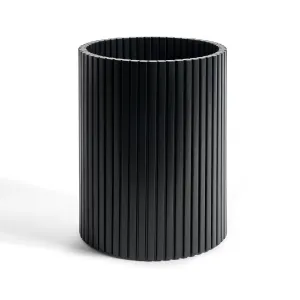 Cylindrical Black Mahogany Paper Basket | Ethnicraft Roller Max