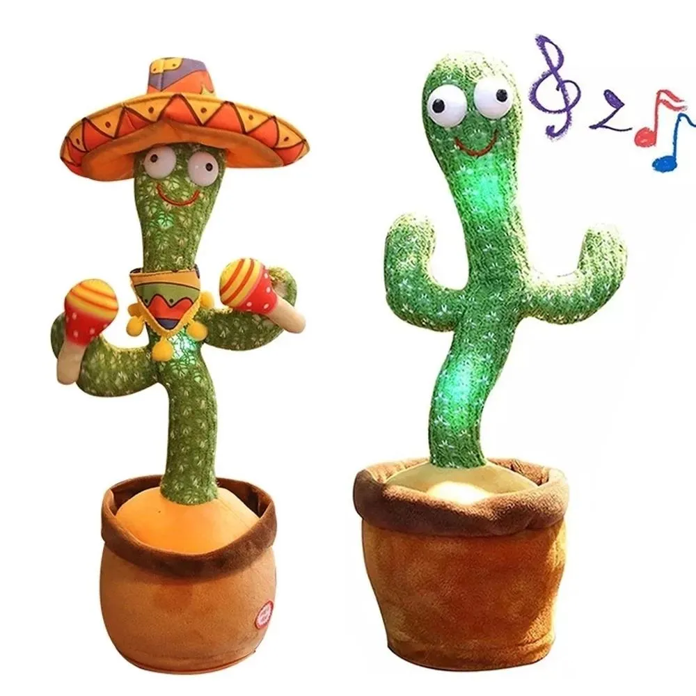 Dancing Cactus Toys Speak Electronic Plush Toys Twisting Singing Dancer Talking Novelty Funny Music Luminescent Gifts